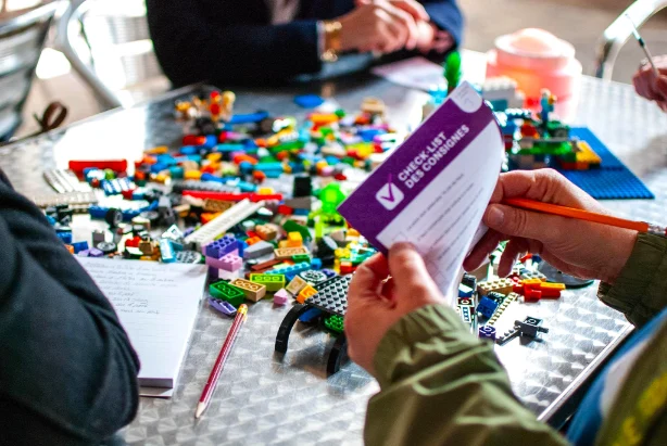Team playing Lego for entertainment at private receptions